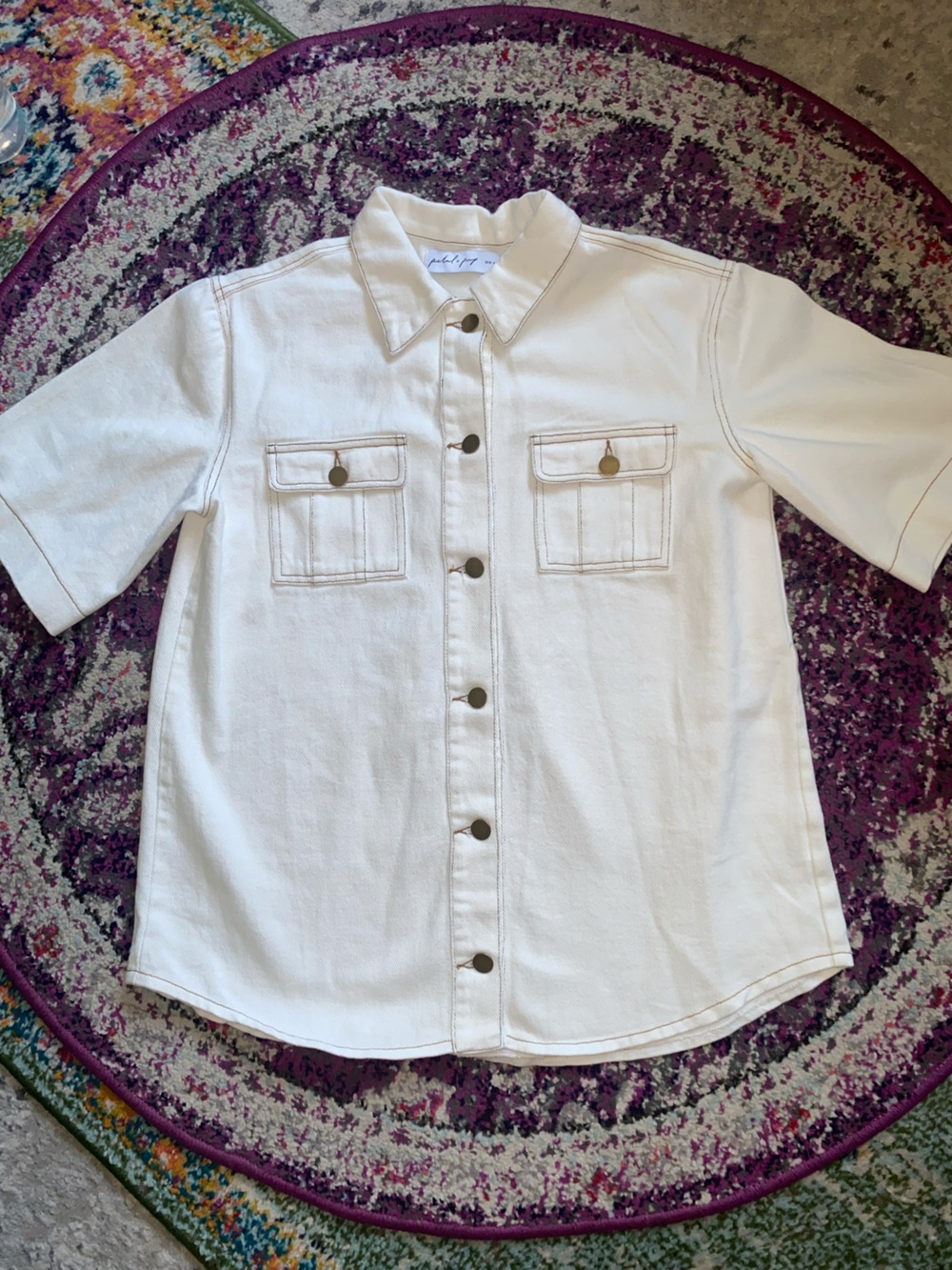 Petal & Pup Cream Short-Sleeve Button-Down Shirt
